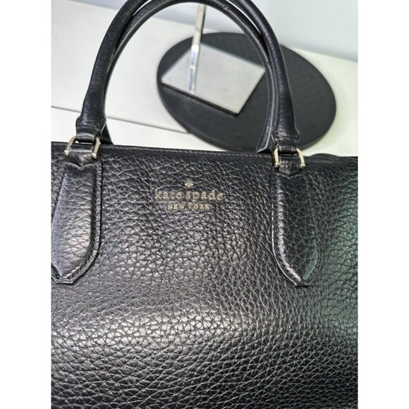 For Repair - Kate Spade Leighton Large Satchel Tote Black Pebbled Leather Purse - Picture 6 of 12